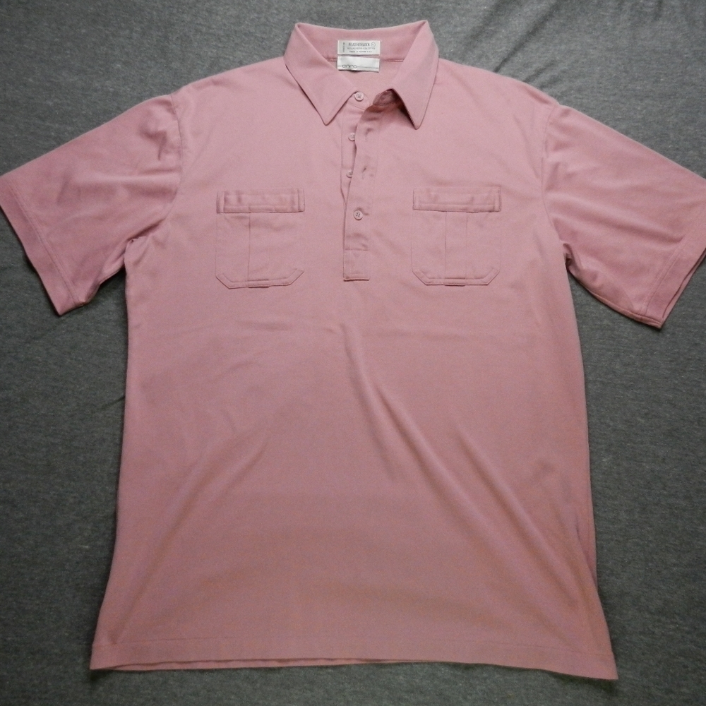 VINTAGE Enro Featherlock Shirt‎ Size XL Pink Rose Polo Double Pocket